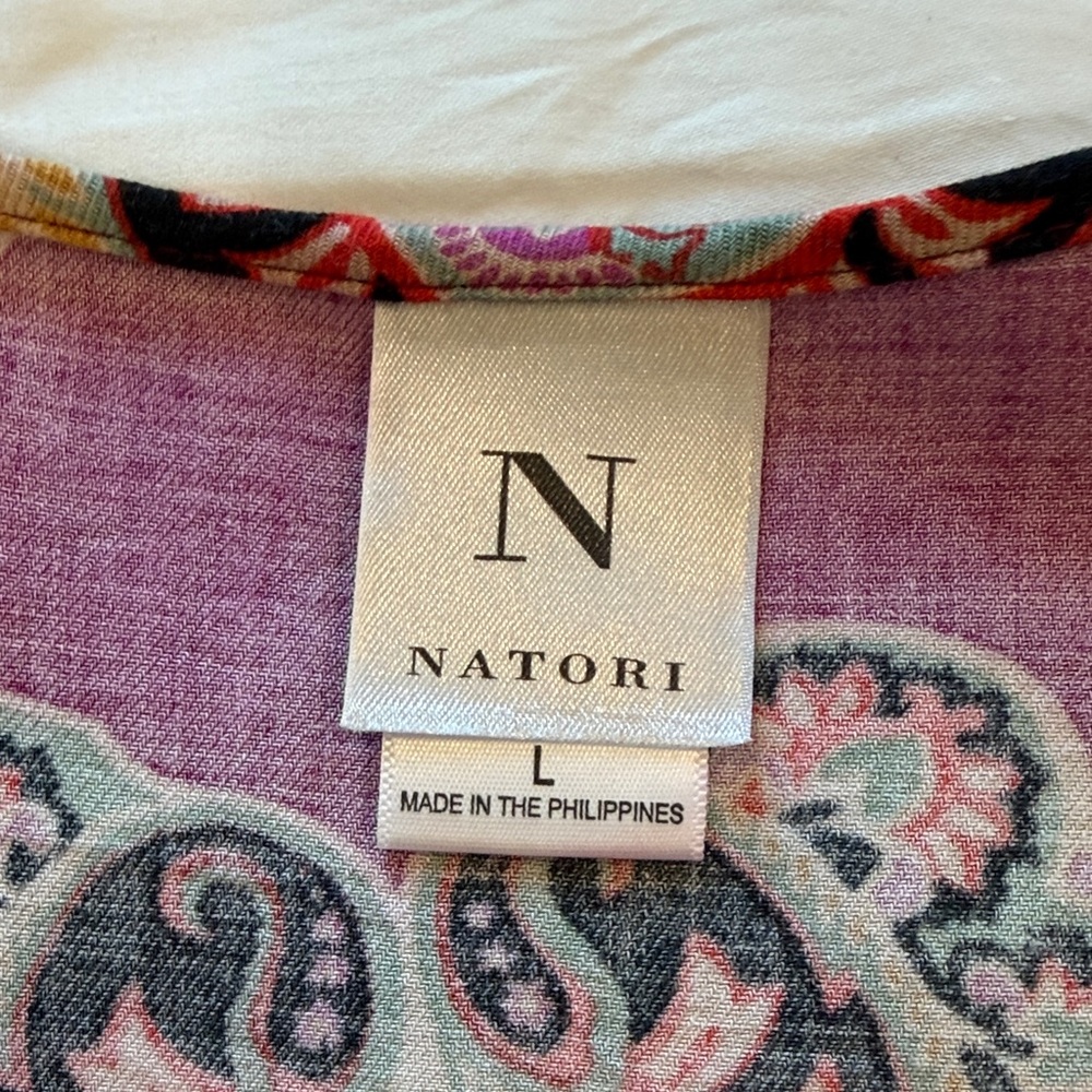Natori Women's Floral Print Lounge Wear Top/Pants - Purple (Large) - Picture 3 of 15